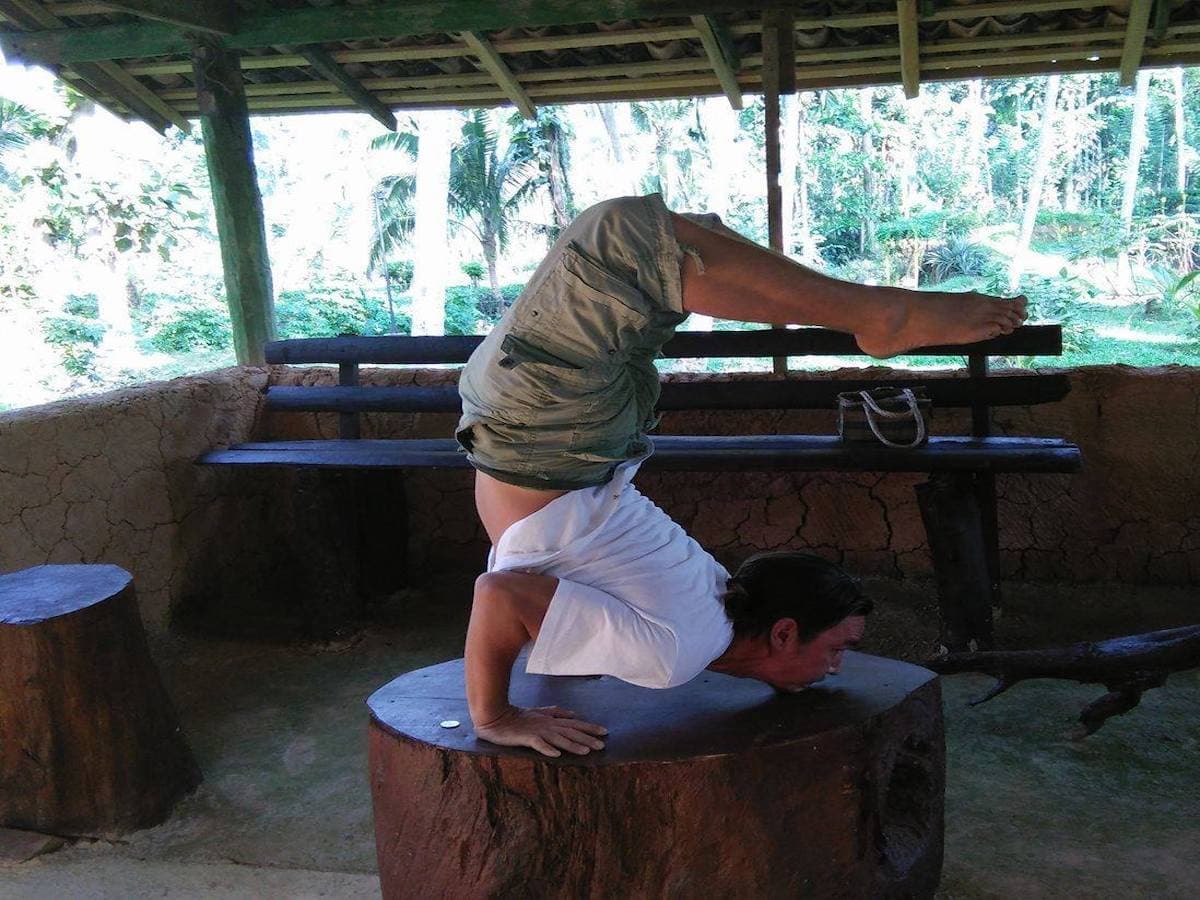 Yoga in the village hut